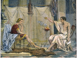 Ο Αριστοτέλης διδάσκει τον Αλέξανδρο.