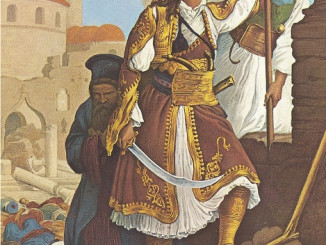 Η ελληνική σημαία υψώνεται στην Τριπολιτσά, πίνακας του Πέτερ Φον Ές