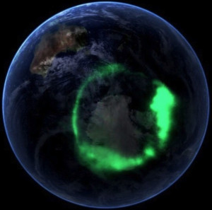 Το Νότιο Σέλας, όπως φωτογραφήθηκε από δορυφόρο της NASA στις 11 Σεπτεμβρίου 2005