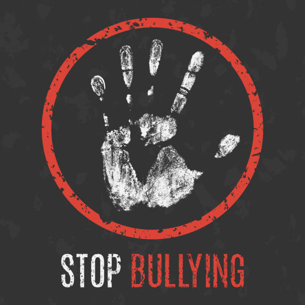 Conceptual vector illustration. Social problems of humanity. Stop bullying sign