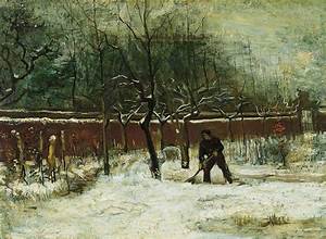 Winter"  The Vicarage Garden under Snow (1885) VINCENT VAN GOGH