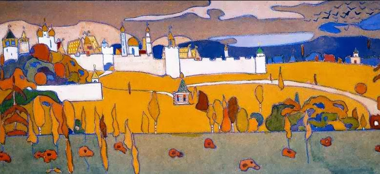 Kandinsky Walled city in Autumn landascape 1902 Lenbach