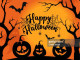 Vector illustration of Happy Halloween orange background.