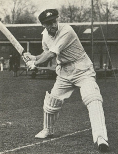 English cricketer W. G. Grace "taking guard" in 1883. His pads and bat are very similar to those used today. The gloves have evolved somewhat. Many modern players use more defensive equipment than were available to Grace, most notably helmets and arm guards.