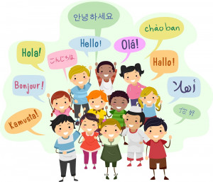 Stickman Kids Speech Bubble Languages Illustration