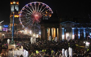 New Year revellers fill Princes Street during the Hogmanay street party celebrations in Edinburgh