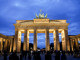 The Brandenburg Gate is seen during sunset in Berlin